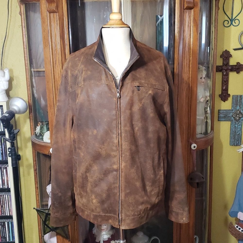 MENS REMY 100% LAMB LEATHER SINGLE COLLAR BOMBER JACKET LIKE NEW SZ 42